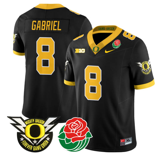 Dillon Gabriel Jersey #8 Oregon Ducks 2024 Mighty Rose Bowl Patch N2 Black