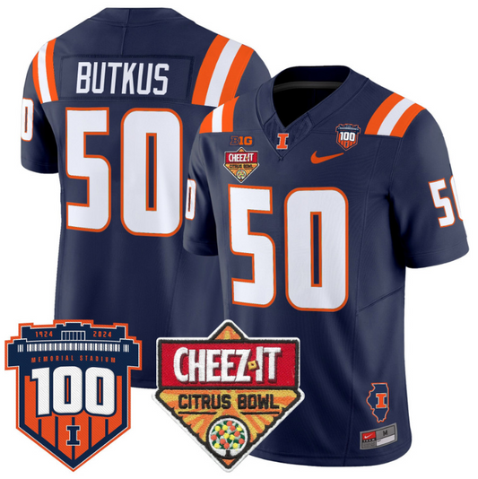 Dick Butkus Jersey #50 Illinois Fighting 2025 Cheez-It Citrus Bowl Navy