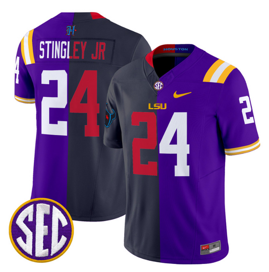 Derek Stingley Jr Jersey #24 LSU Tiger Split Vapor Limited V2 Football Stitched