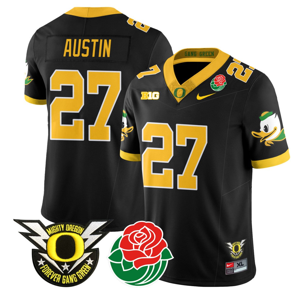 Daylen Austin Jersey #27 Oregon Ducks 2024 Rose Bowl Patch N1 Football Black