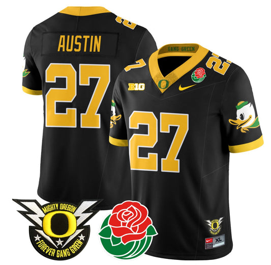 Daylen Austin Jersey #27 Oregon Ducks 2024 Rose Bowl Patch N1 Football Black