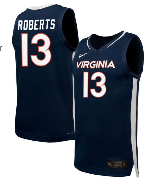 Desmond Roberts Jersey #13 Virginia Cavaliers NIL Basketball Navy
