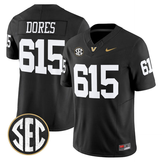 Dores Jersey #615 Vanderbilt Commodores 2025 Limited Stitched Black