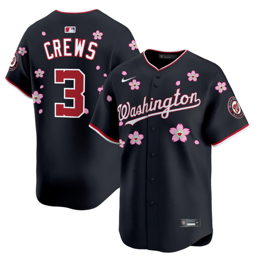 Dylan Crews Jersey #3 Washington Nationals Cherry Blossom Vapor Premier Limited Stitched Navy