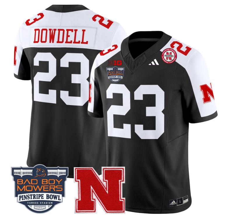 Dante Dowdell Jersey #23 Nebraska Cornhuskers 2025 Pinstripe Bowl Black Alternate
