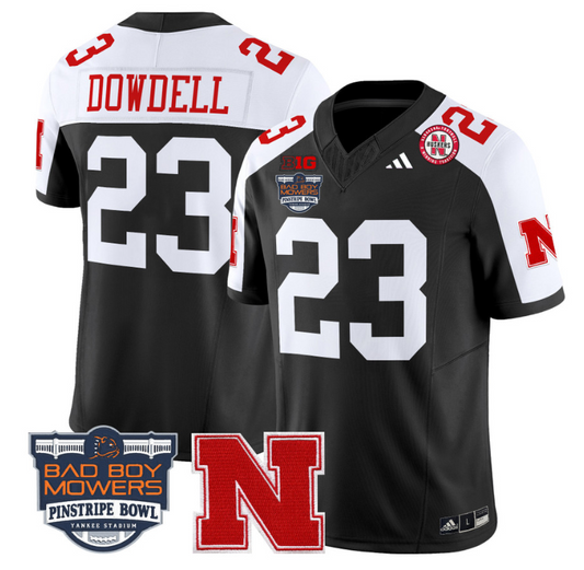 Dante Dowdell Jersey #23 Nebraska Cornhuskers 2025 Pinstripe Bowl Black Alternate