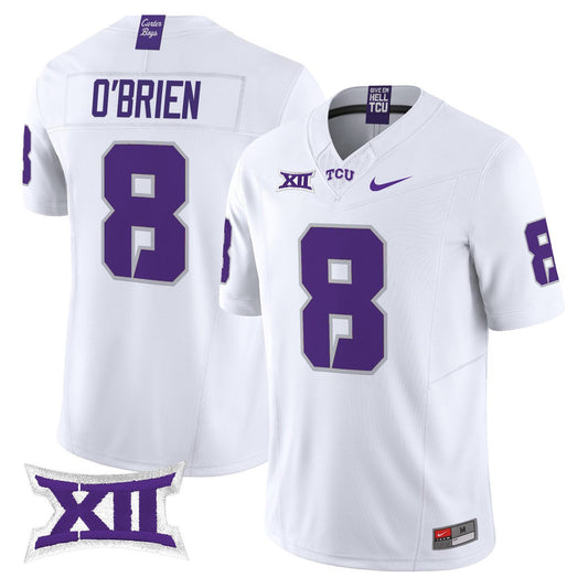 Davey O'Brien Jersey #8 TCU Horned Frogs 2025 Vapor Limited Stitched White