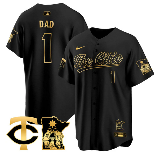 Dad Jersey #1 Minnesota Twins 2025 City Connect Concept Stitched Black Gold