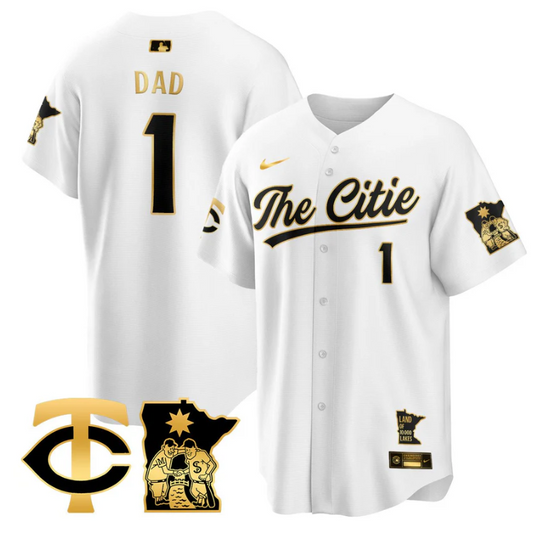 Dad Jersey #1 Minnesota Twins 2025 City Connect Concept Stitched White Gold