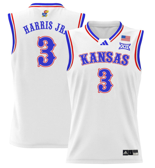 Dajuan Harris Jr Jersey #3 Kansas Jayhawks 2024 Lightweight Basketball White