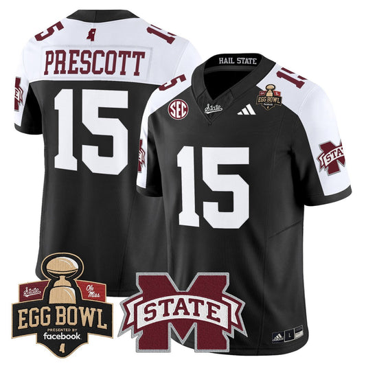 Dak Prescott Jersey #15 Mississippi State Bulldogs 2025 Egg Bowl Stitched