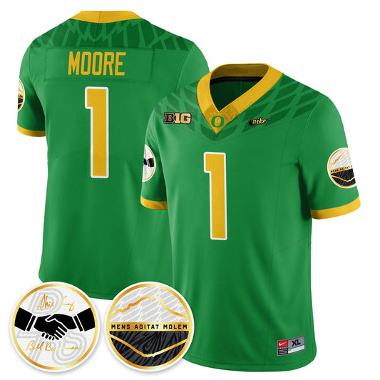Dakorien Moore Jersey #1 Oregon Ducks 2025 Shoe Duck Stitched Green