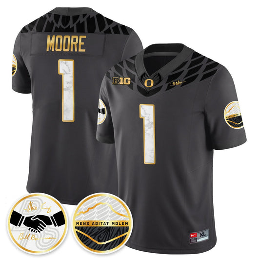 Dakorien Moore Jersey #1 Oregon Ducks 2025 Shoe Duck Stitched Black