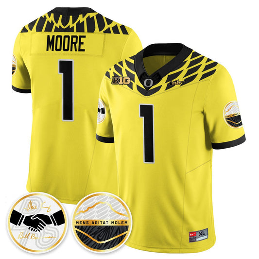 Dakorien Moore Jersey #1 Oregon Ducks 2025 Shoe Duck Stitched Yellow