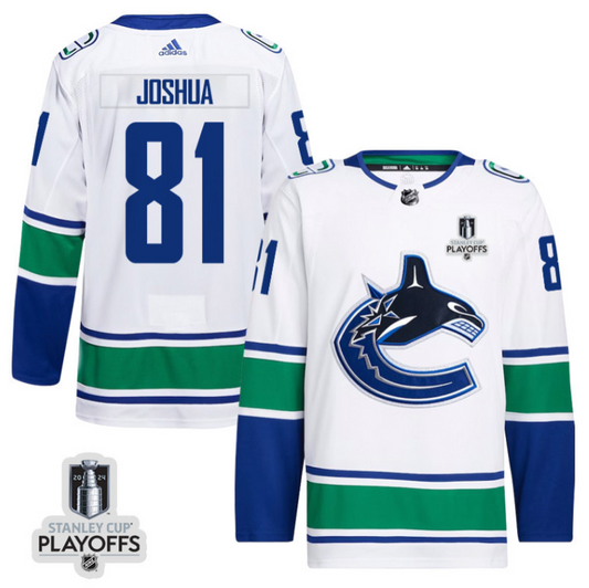 Dakota Joshua 81 Vancouver Canucks 2024 NHL Playoffs Patch Away Jersey - Men, White