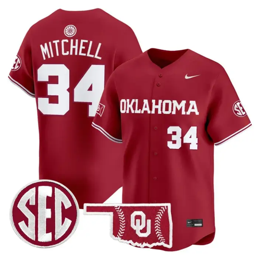 Dale Mitchell Jersey #34 Oklahoma Sooners Baseball 2026 Vapor Stitched