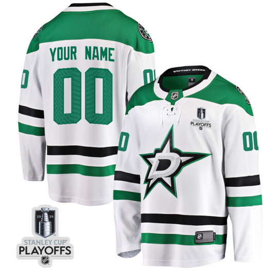 Dallas Stars 2024 NHL Playoffs Patch Away Breakaway Jersey Customized - Men