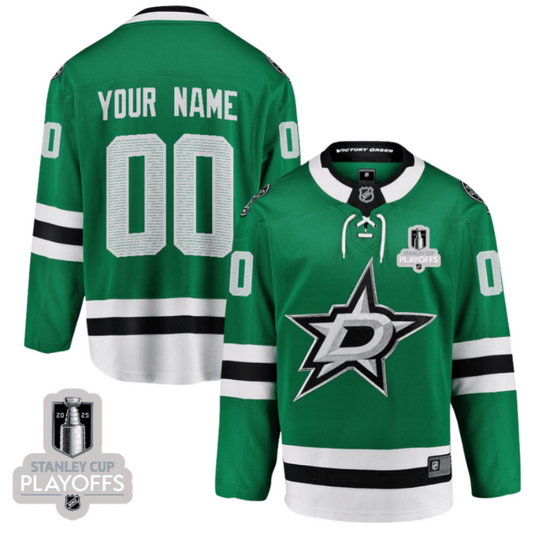 Dallas Stars 2025 NHL Playoffs Patch Home Men Custom Jersey - Green