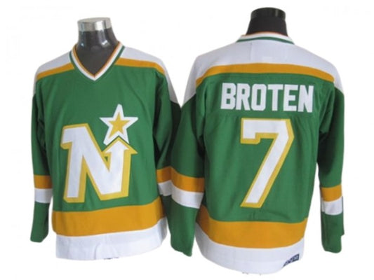 Dallas Stars #7 Neal Broten 1980's Vintage CCM Jersey - Green