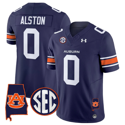 Damari Alston Jersey #0 Auburn Tigers 2025 Alabama Patch Stitched Navy