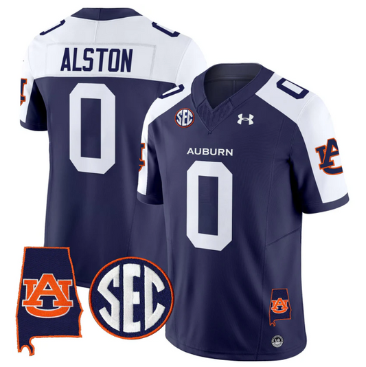 Damari Alston Jersey #0 Auburn Tigers 2025 Alabama Patch Stitched Navy Alter