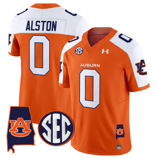 Damari Alston Jersey #0 Auburn Tigers 2025 Alabama Patch Stitched Orange Alter