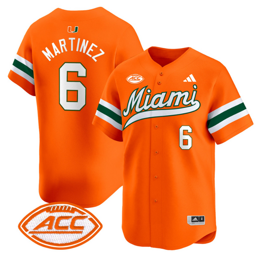 Damien Martinez Jersey #6 Miami Hurricanes 2024 Baseball Orange