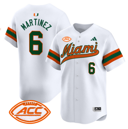 Damien Martinez Jersey #6 Miami Hurricanes 2024 Baseball White