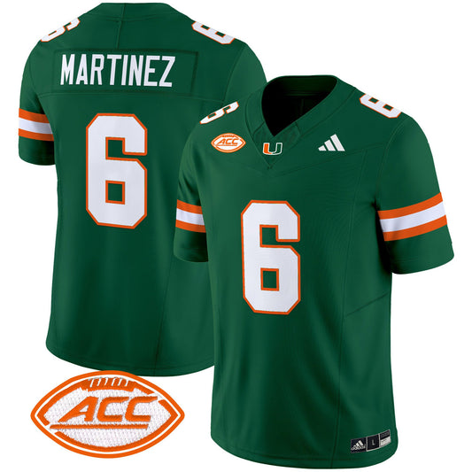 Damien Martinez Jersey #6 Miami Hurricanes 2025 Limited Stitched Green