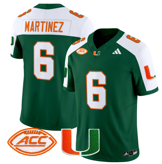 Damien Martinez Jersey #6 Miami Hurricanes Vapor Football Stitched Green Alternate