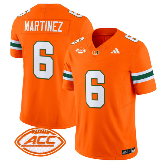Damien Martinez Jersey #6 Miami Hurricanes Vapor Football Stitched Orange