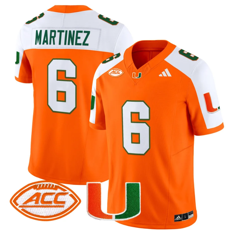 Damien Martinez Jersey #6 Miami Hurricanes Vapor Football Stitched Orange Alternate