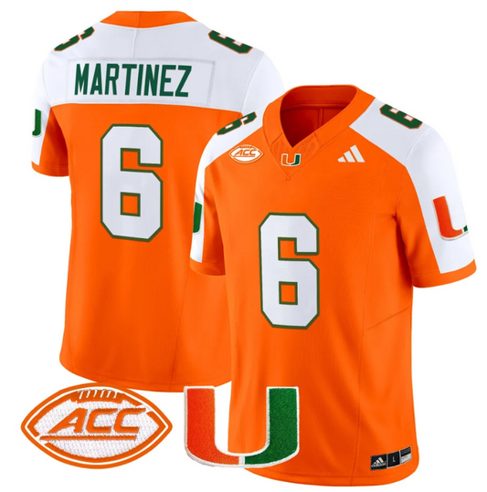Damien Martinez Jersey #6 Miami Hurricanes Vapor Football Stitched Orange Alternate