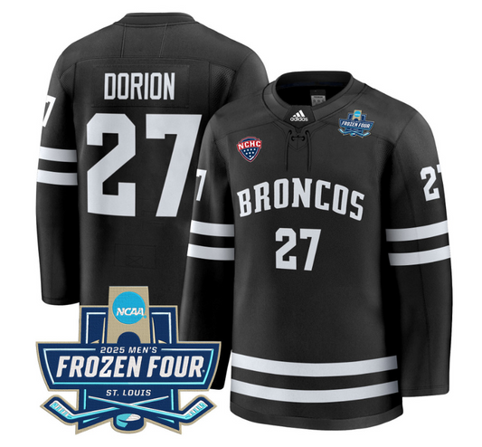 Dan Dorion Jersey #27 Western Michigan Broncos 2025 Frozen Four Patch Stitched Black