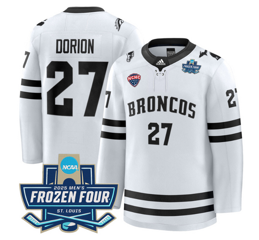 Dan Dorion Jersey #27 Western Michigan Broncos 2025 Frozen Four Patch Stitched White