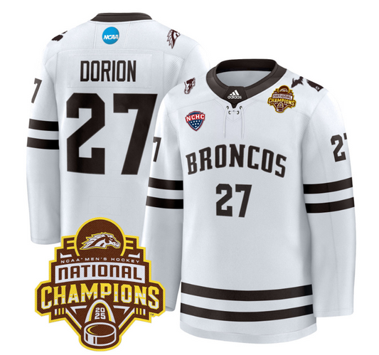 Dan Dorion Jersey #27 Western Michigan Broncos 2025 National Champions Patch Premium Stitched White