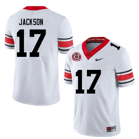 Dan Jackson Jersey #17 Georgia Bulldogs College Football White 40th Anniversary