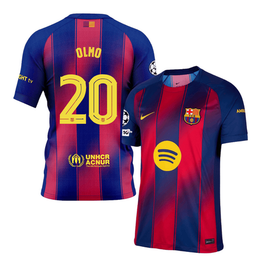 Dani Olmo 20 Barcelona 2025-26 Home Jersey – Scarlet