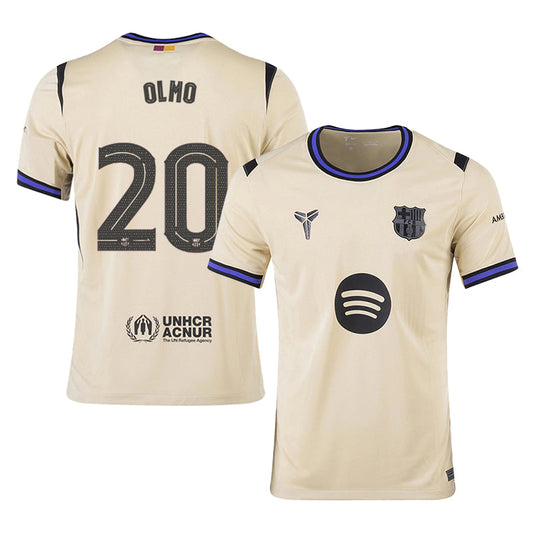 Dani Olmo #20 Barcelona 2025-26 Away Jersey – Cream