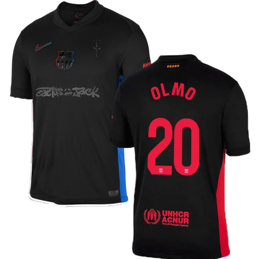 Dani Olmo #20 Barcelona x Travis Scott 2025 Away Jersey – Black