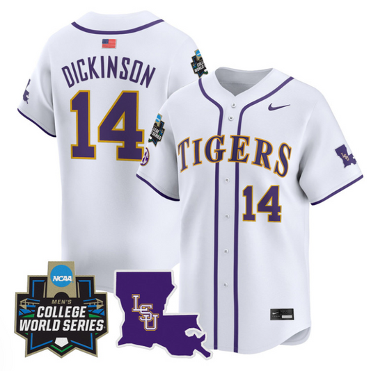 Daniel Dickinson Jersey #14 LSU Tigers 2025 World Series Stitched White