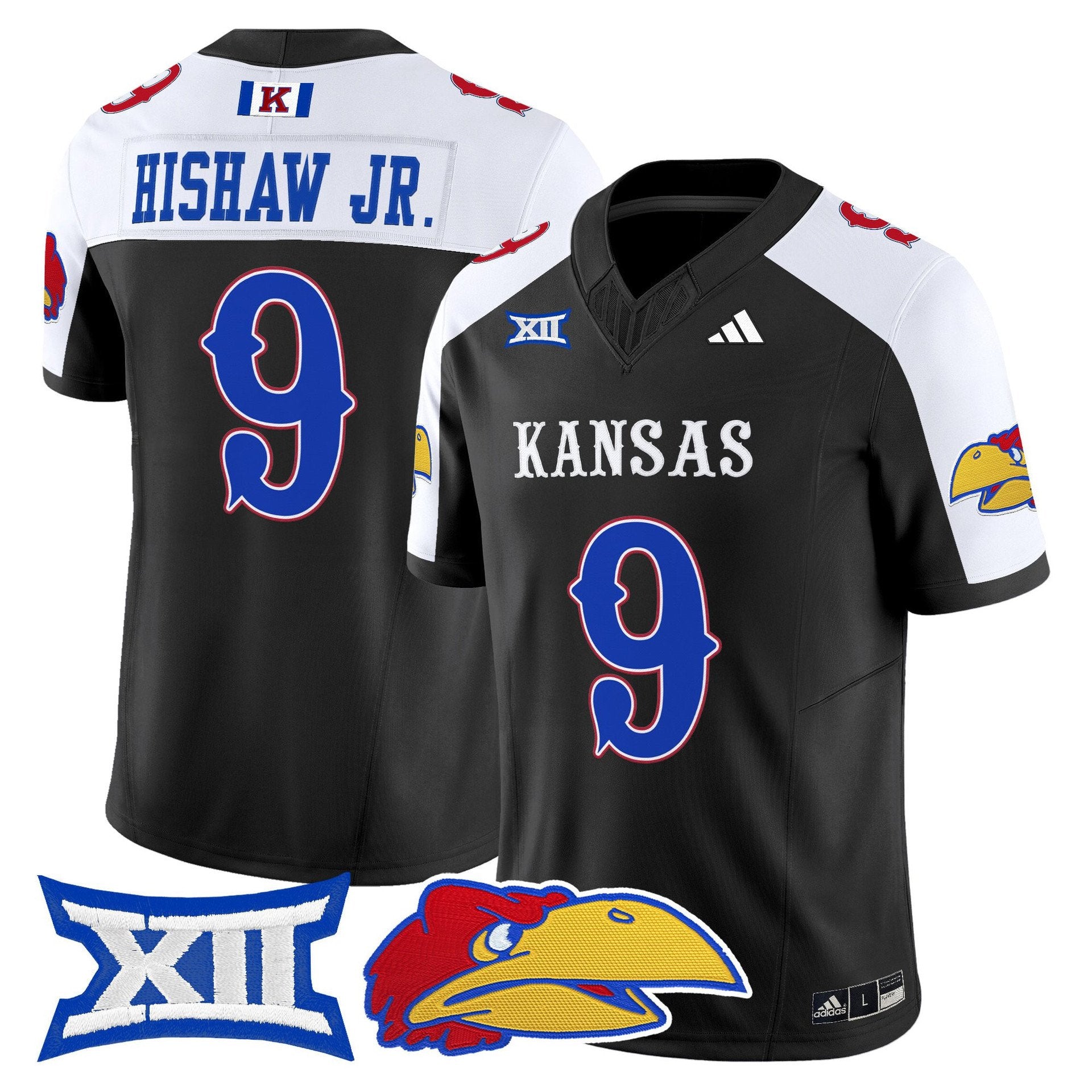 Daniel Hishaw Jr Jersey #9 Kansas Jayhawks 2025 Vapor Limited Stitched Black Alter