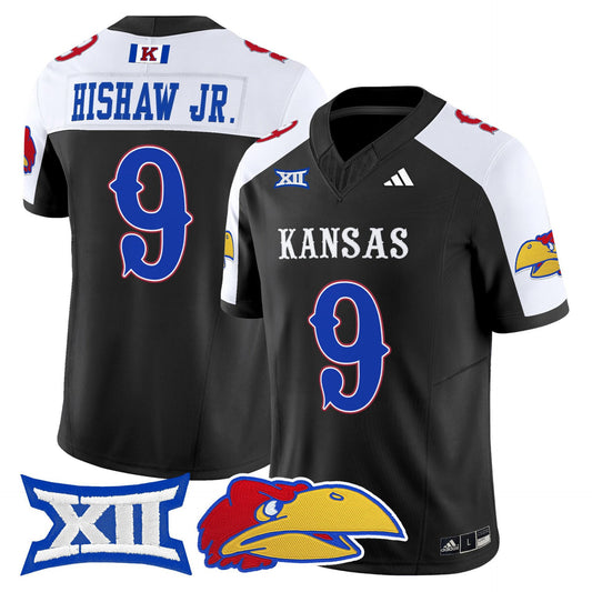 Daniel Hishaw Jr Jersey #9 Kansas Jayhawks 2025 Vapor Limited Stitched Black Alter