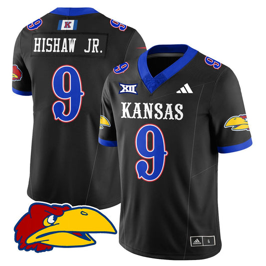 Daniel Hishaw Jr Jersey #9 Kansas Jayhawks Football 2025 Limited Stitched Black