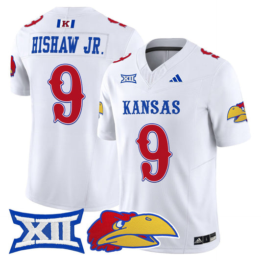 Daniel Hishaw Jr Jersey #9 Kansas Jayhawks 2025 Vapor Limited Stitched White