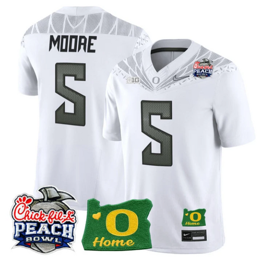Dante Moore Jersey #5 Oregon Ducks 2026 Peach Bowl Oregon State Stitched White