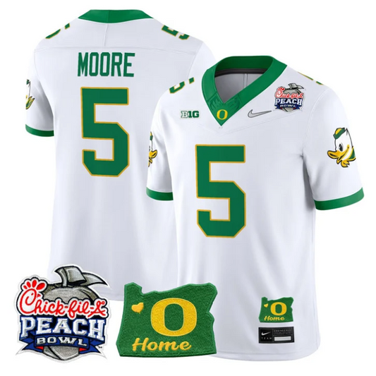 Dante Moore Jersey #5 Oregon Ducks 2026 Peach Bowl Oregon State Stitched White Alternate