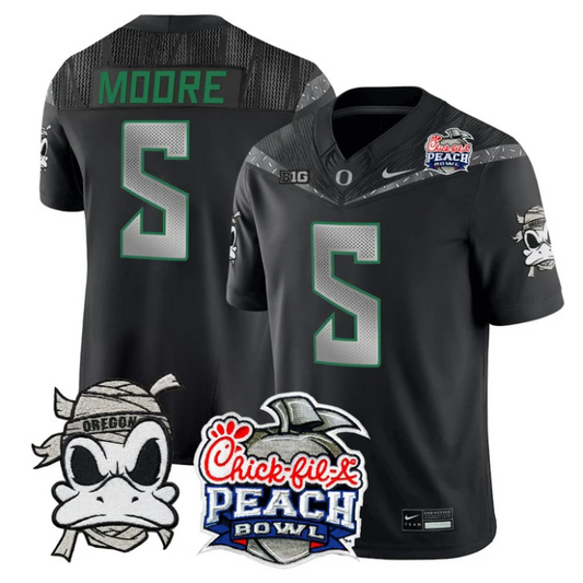 Dante Moore Jersey #5 Oregon Ducks Mummy Duck 2026 Peach Bowl Stitched Black