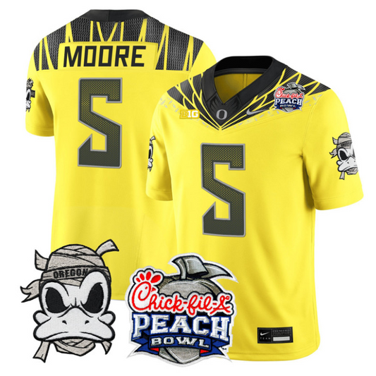 Dante Moore Jersey #5 Oregon Ducks Mummy Duck 2026 Peach Bowl Stitched Yellow