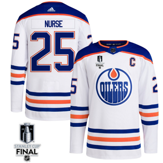 Darnell Nurse 25 Edmonton Oilers 2024 STANLEY CUP Final Away Jersey Men, White